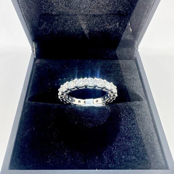 Moissanite Diamond Eternity Ring Wedding Anniversary Band 2 Ct Size 6.5 - Picture 2 of 12
